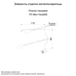 Планка торцевая 90х115х2000 (ПЭ-01-5005-0.45)